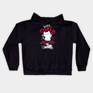 Valentines day Cat Cupid Kids Hoodie